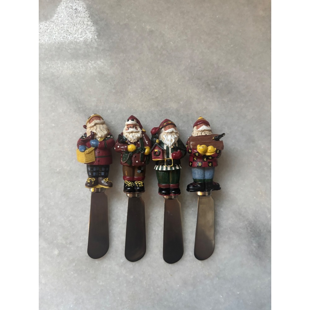 Boston Warehouse Santa Claus Cheese Spreader‎ Set of 4 Stainless Steel Christmas
